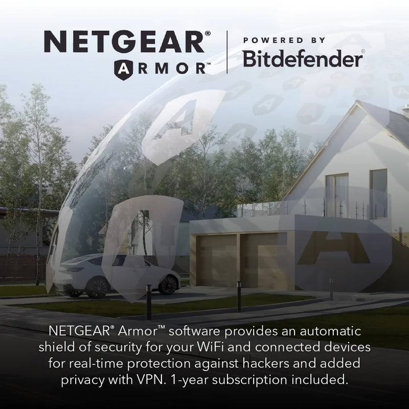 NETGEAR Orbi RBK862SB 6Gbps Triband 2Pc WiFi6 Mesh System (10Gb Port/1-Yr Armor)