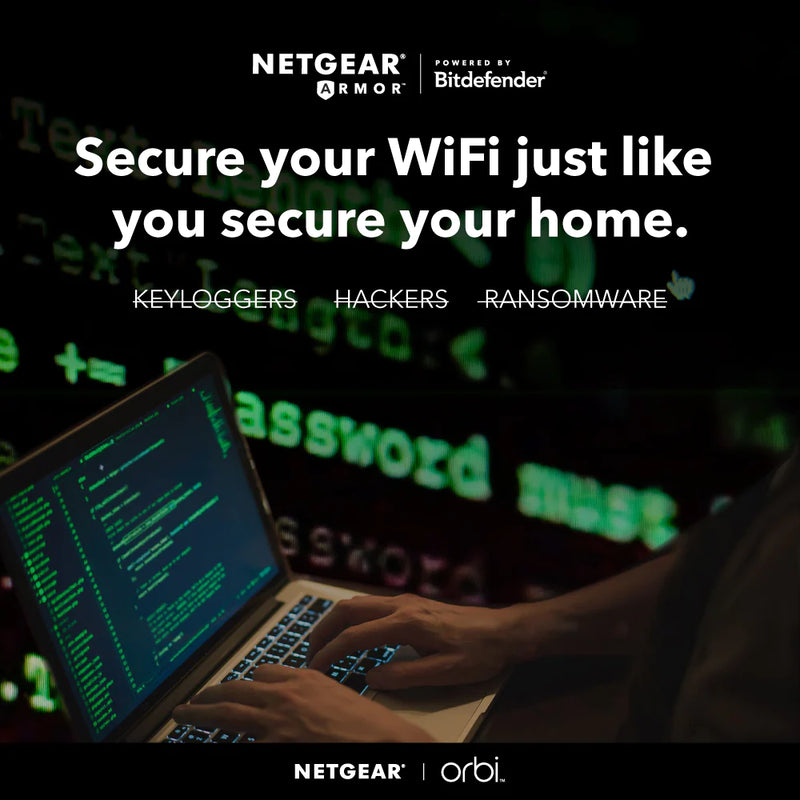 NETGEAR Orbi RBK862SB 6Gbps Triband 2Pc WiFi6 Mesh System (10Gb Port/1-Yr Armor)