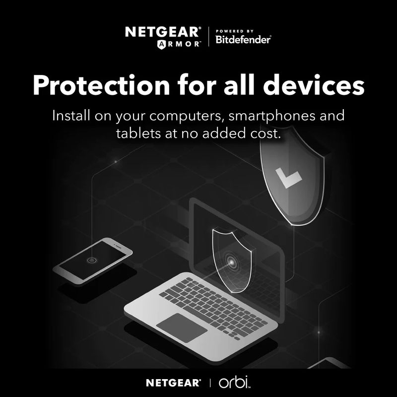 NETGEAR Orbi RBK862SB 6Gbps Triband 2Pc WiFi6 Mesh System (10Gb Port/1-Yr Armor)