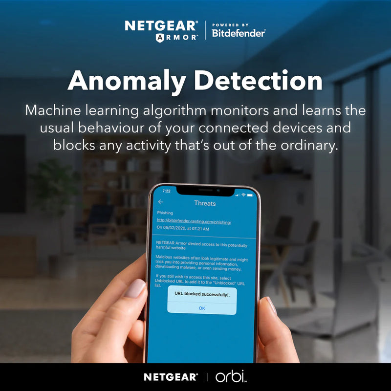 NETGEAR Orbi RBK862SB 6Gbps Triband 2Pc WiFi6 Mesh System (10Gb Port/1-Yr Armor)