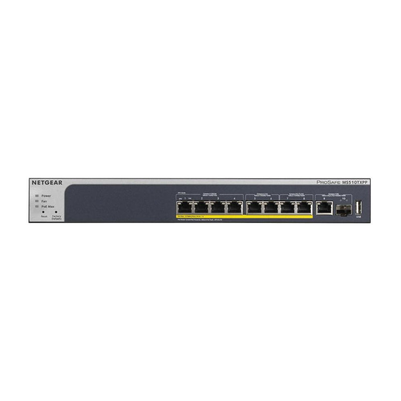 NETGEAR MS510TXPP 10-Port PoE 10G Multi-Gigabit Smart Switch - Managed, with 8 x PoE+ @ 180W, 1 x 10G, 1 x 10G SFP+, Desktop or Rackmount, and Limited Lifetime Protection