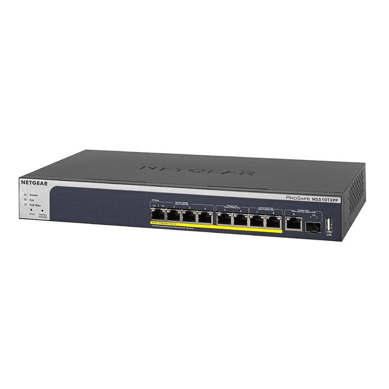 NETGEAR MS510TXPP 10-Port PoE 10G Multi-Gigabit Smart Switch - Managed, with 8 x PoE+ @ 180W, 1 x 10G, 1 x 10G SFP+, Desktop or Rackmount, and Limited Lifetime Protection