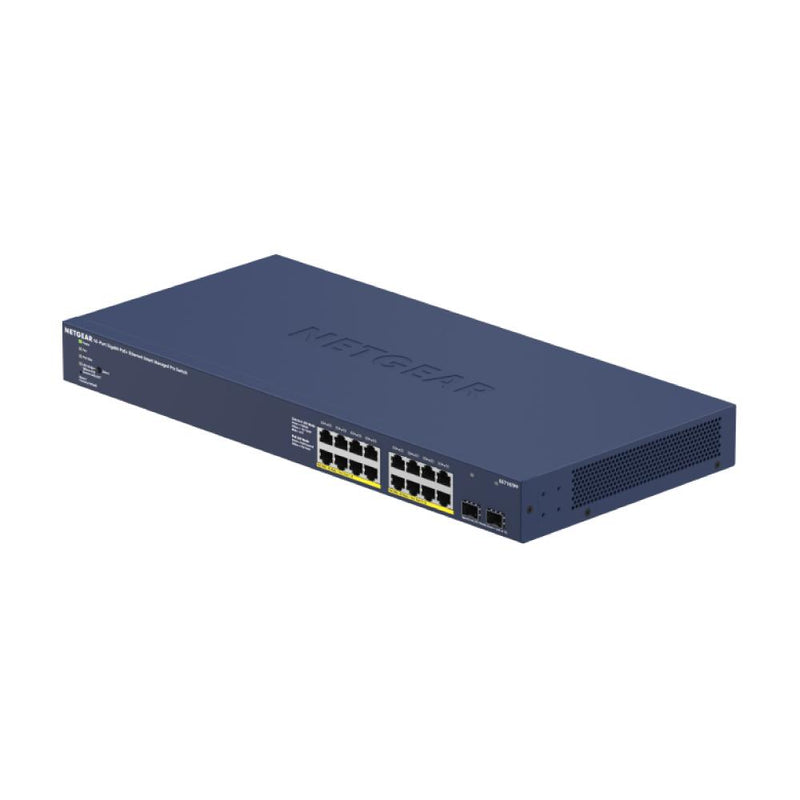 NETGEAR GS716TPP 18-Port PoE Gigabit Ethernet Smart Switch - Managed, Optional Insight Cloud Management, 16 x PoE+ @ 300W, 2 x 1G SFP, Desktop or Rackmount, and Limited Lifetime Protection