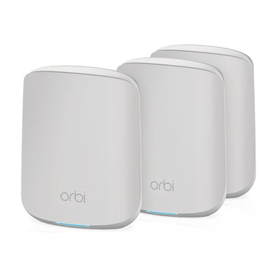 NETGEAR Orbi RBK353 Larger Whole Home Dual Band Mesh WiFi 6 System  – Router with 2 Satellite Extenders | Coverage up to 5,250 sq. ft. and 30+ Devices | AX1800 WiFi 6 (Up to 1.8Gbps)