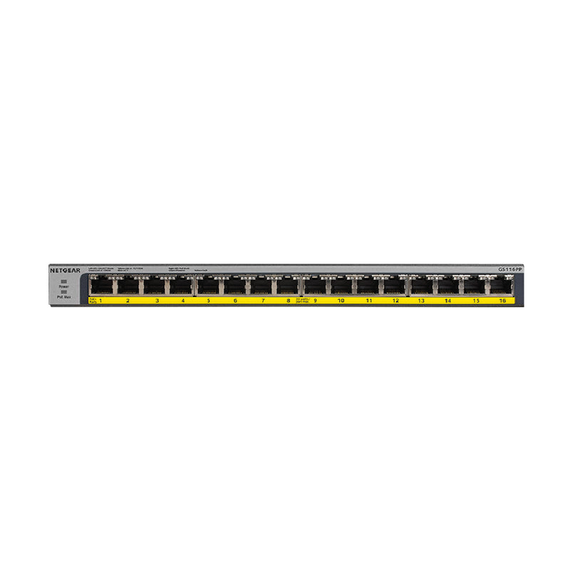 NETGEAR GS116PP 16-Port Gigabit Ethernet High-Power Unmanaged PoE+ Switch with FlexPoE (183W)