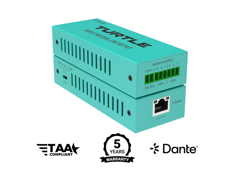 TURTLE AV - Dante Pro Dual Channel Analog Line Input Adapter with Gain ...