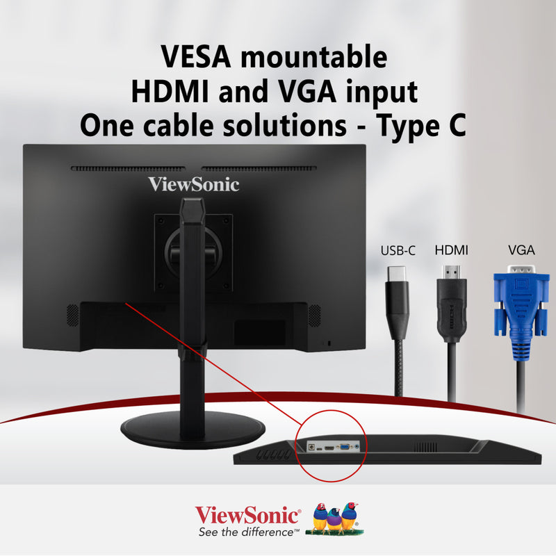 VIEWSONIC VG2409-MHU 24” Full HD USB-C Monitor with Dual Speakers