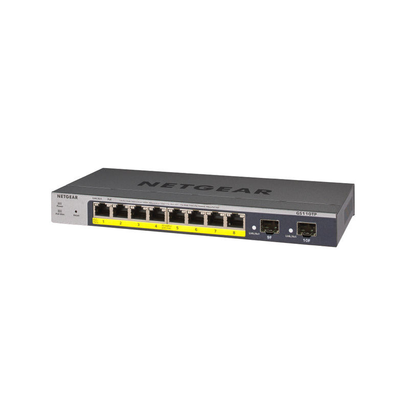 Netgear 10-Port Gigabit Ethernet Smart Switch with 8 PoE Ports and 2 Dedicated SFP Ports