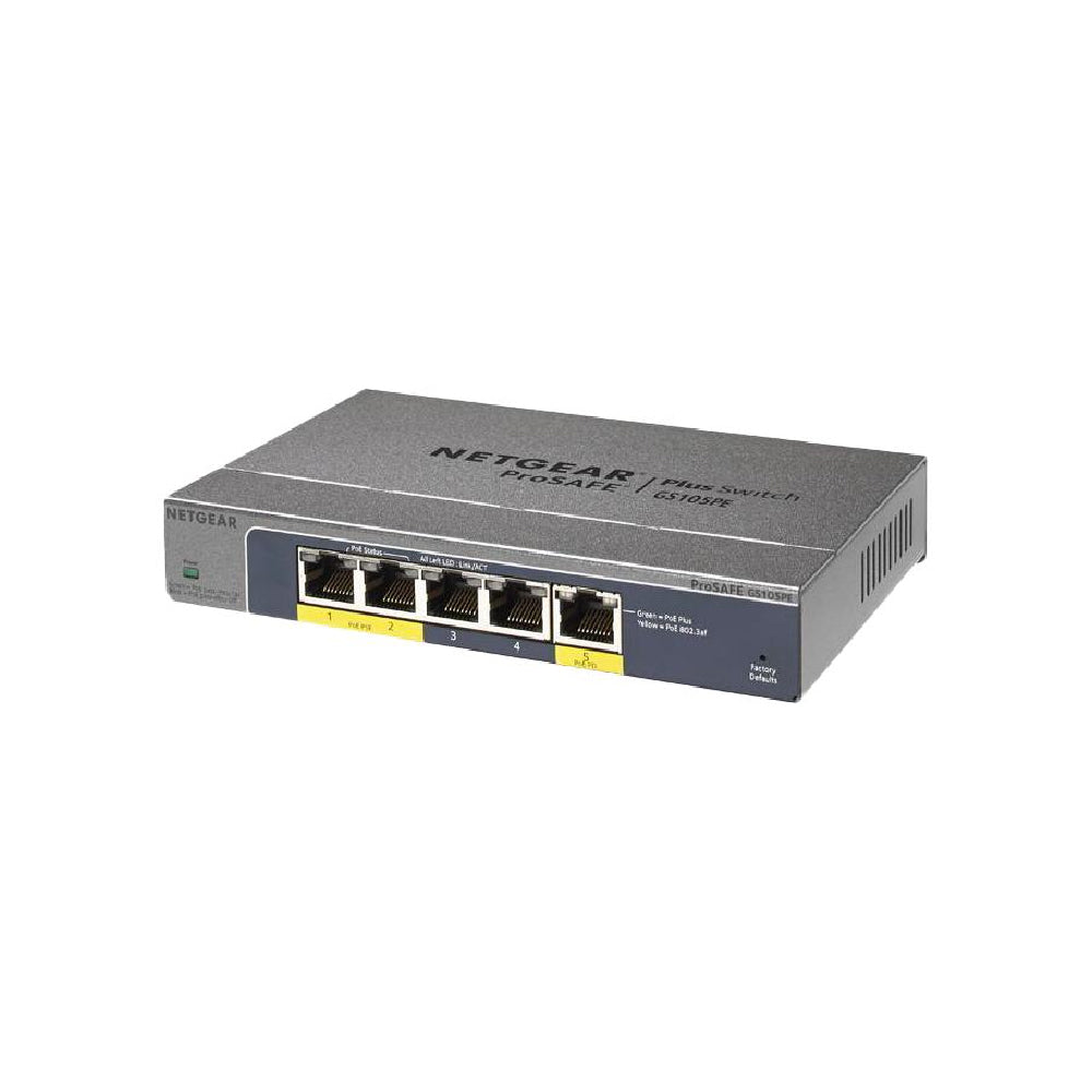 Netgear GS105PE 5-Port Gigabit Ethernet Plus PoE Pass-Throu/PoE  