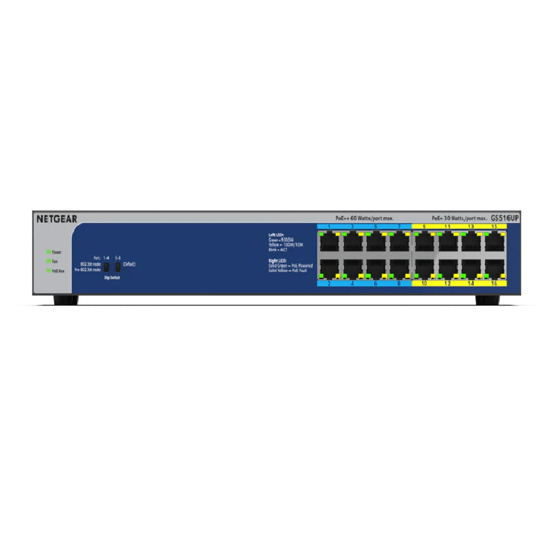 Netgear 16-Port Gigabit Ethernet High-Power PoE+ Unmanaged Switch with 8-Ports PoE++ (380W)