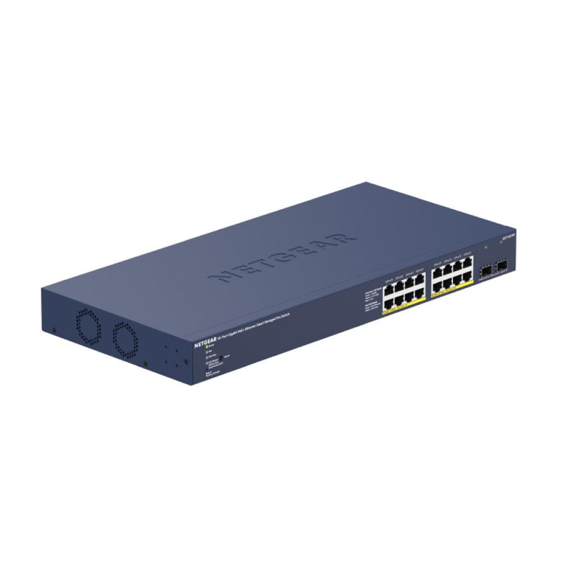 NETGEAR GS716TPP 18-Port PoE Gigabit Ethernet Smart Switch - Managed, Optional Insight Cloud Management, 16 x PoE+ @ 300W, 2 x 1G SFP, Desktop or Rackmount, and Limited Lifetime Protection