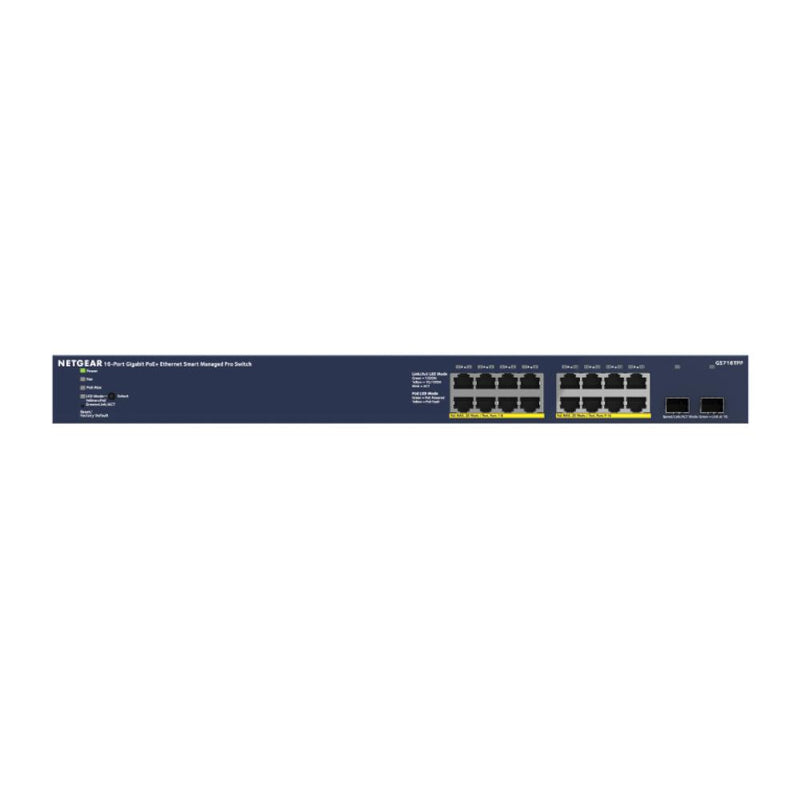 NETGEAR GS716TPP 18-Port PoE Gigabit Ethernet Smart Switch - Managed, Optional Insight Cloud Management, 16 x PoE+ @ 300W, 2 x 1G SFP, Desktop or Rackmount, and Limited Lifetime Protection