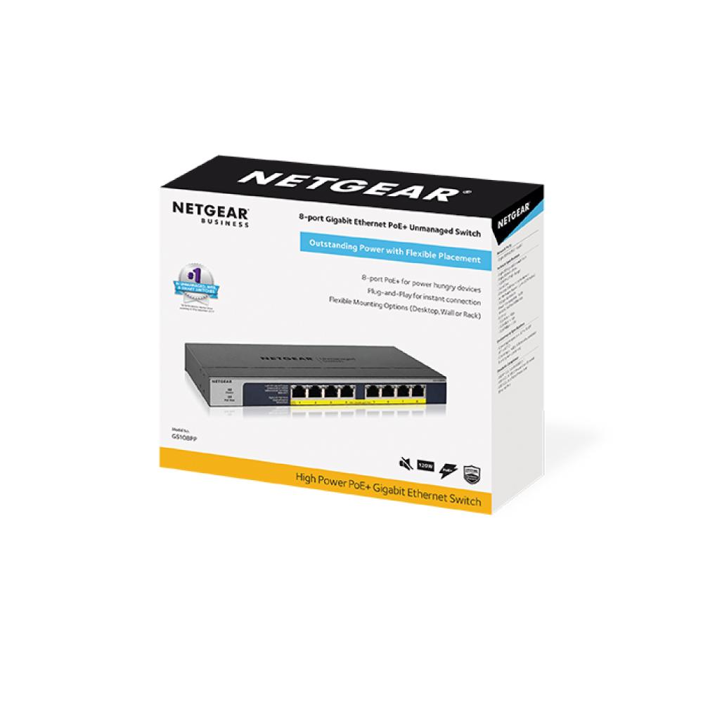 NETGEAR GS108PP PoEハブ 8ポート給電タイプ br>NETGEAR スイッチング