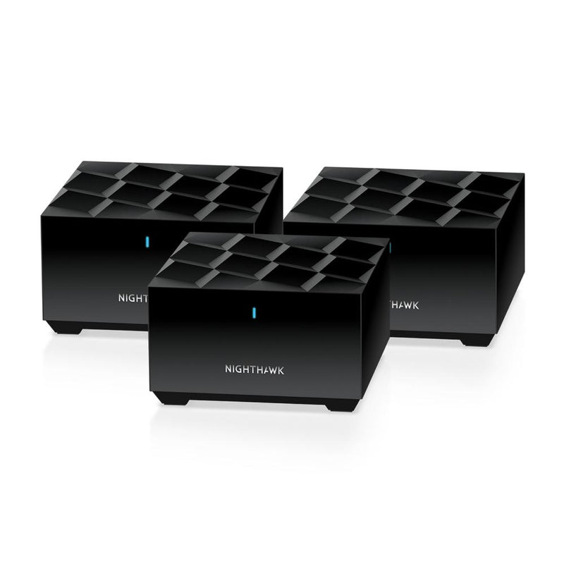 NETGEAR Nighthawk MK63 Whole Home Mesh WiFi 6 System - AX1800 Router with 2 Satellite Extender, Coverage Up to 3,250 sq ft and 25+ Devices - Black