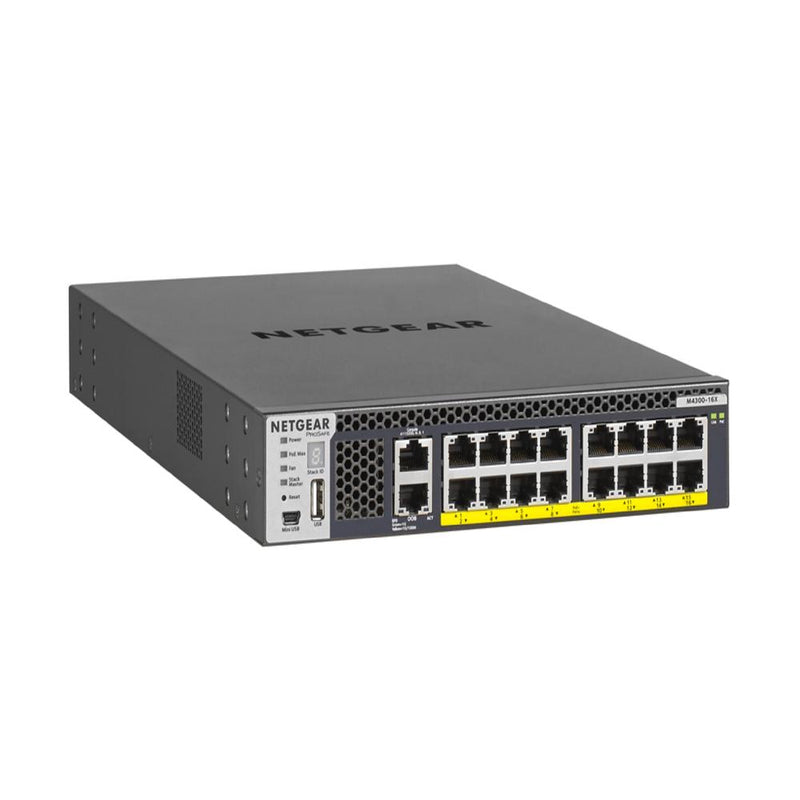 NETGEAR 16-Port Fully Managed Switch M4300-16X — Half-Width Stackable Managed Switch with 16X 10G / 199W PoE+ Budget ProSAFE Lifetime Protection (XSM4316PA) 