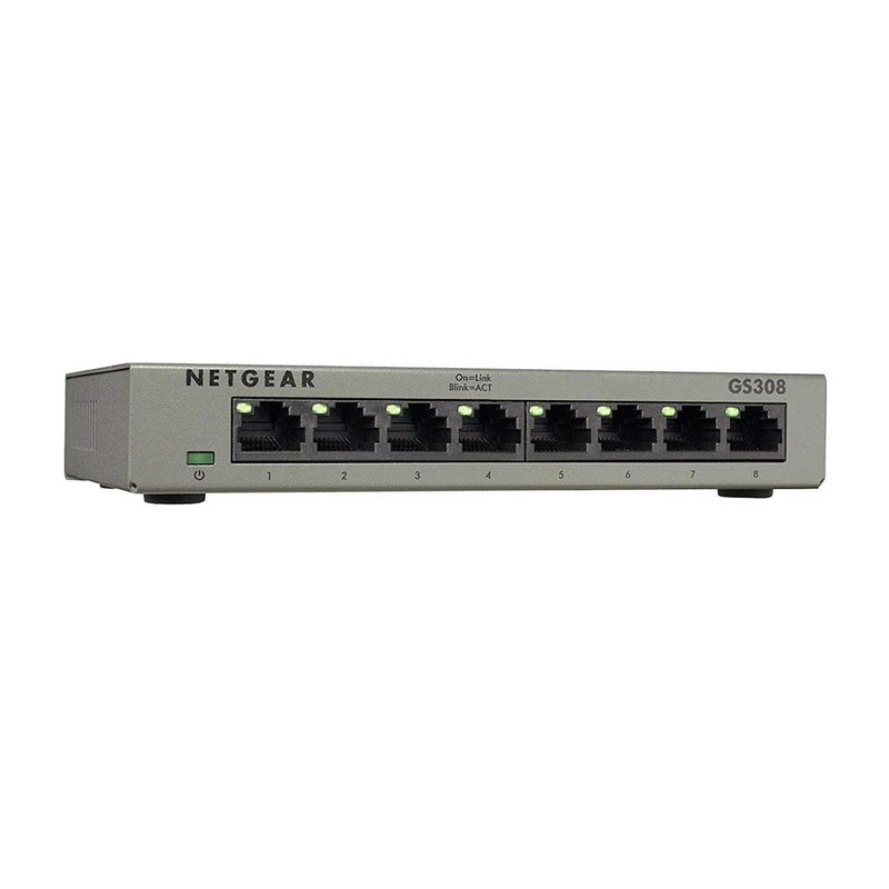 NETGEAR GS308 8-Port Gigabit Ethernet Unmanaged Switch - Desktop, Sturdy Metal Fanless Housing